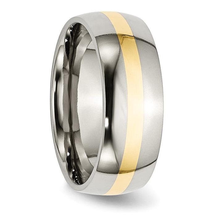 Buy Stylish 8mm Polished Stainless Steel Band with 14K Gold Inlay-4