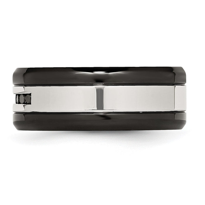 Shop Stylish 9mm Chisel Polished Black IP-Plated Band with 1/4 Carat Diamond-3