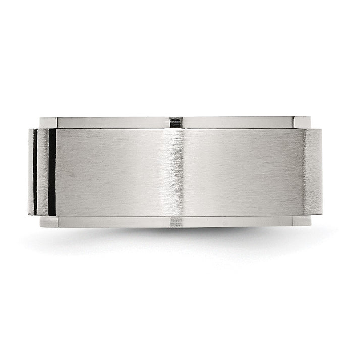 Exclusive Brushed Stainless Steel Chisel Band - 9mm, 1/6 Carat Diamond, Stylish Value-3