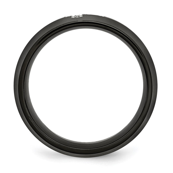 Buy Stylish 8mm Chisel Black IP-Plated Steel Band with 2pt Diamond Accent-2