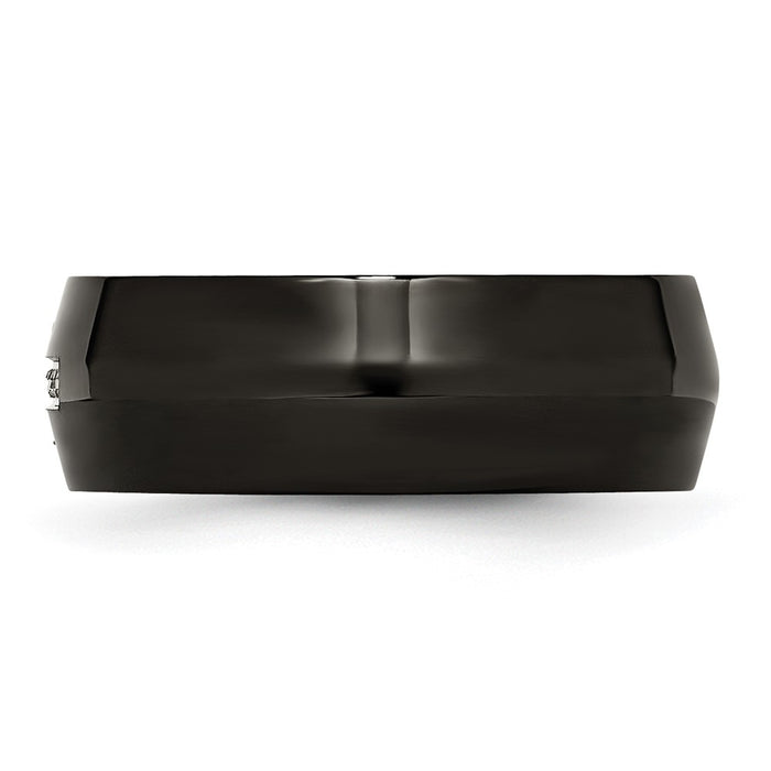 Buy Stylish 8mm Chisel Black IP-Plated Steel Band with 2pt Diamond Accent-3