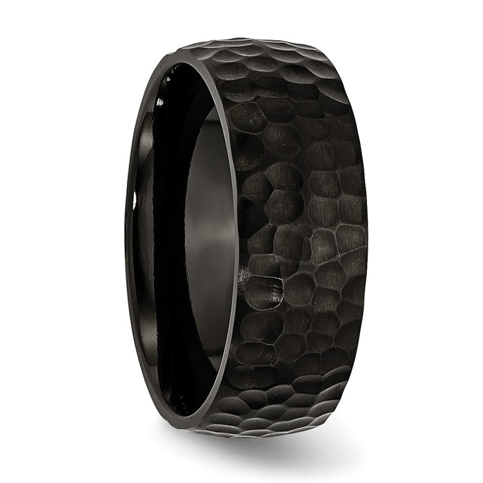 Shop Stylish 8mm Hammered Black IP-Plated Stainless Steel Band | Affordable Luxury-4