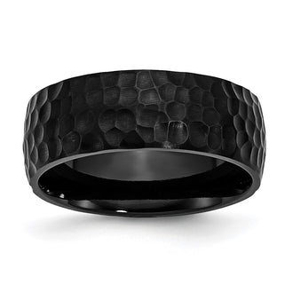 Shop Stylish 8mm Hammered Black IP-Plated Stainless Steel Band | Affordable Luxury