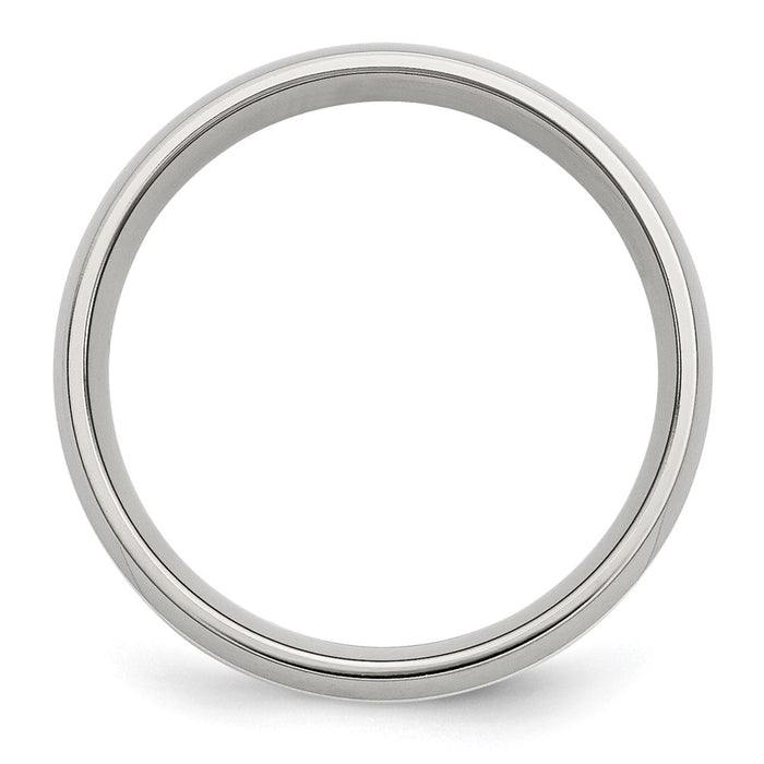 Exclusive Polished 6mm Chisel Stainless Steel Band with Sterling Silver Inlay-2