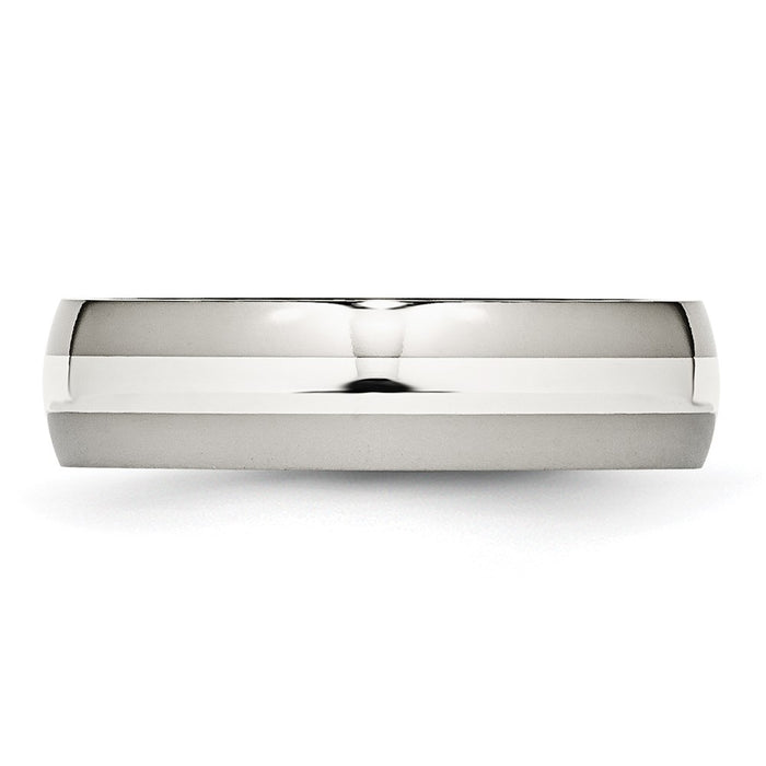 Buy Stylish 6mm Polished Stainless Steel Band with Sterling Silver Inlay-3