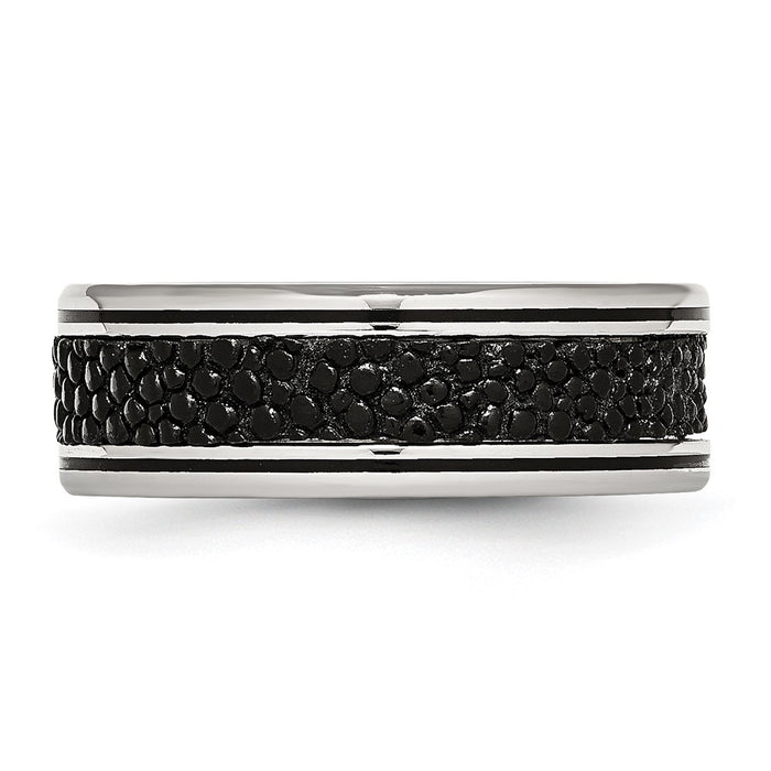 Exclusive 8mm Grooved Stainless Steel Chisel Band with Stingray Texture-3