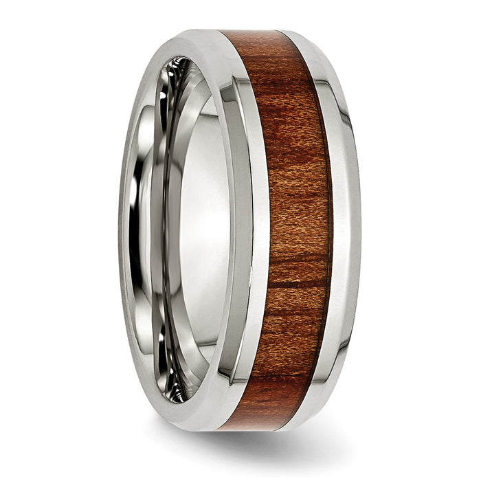Buy Stylish 8mm Chisel Stainless Steel Band with Koa Wood Inlay-4
