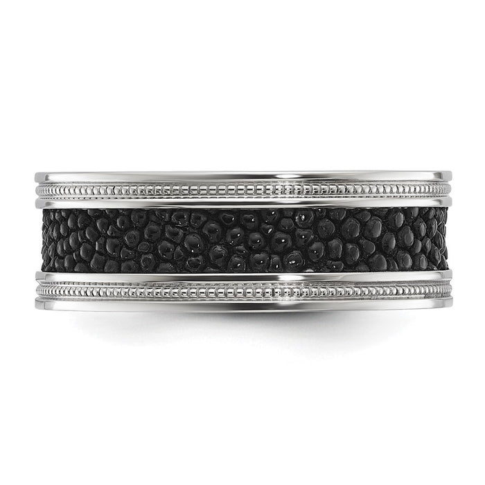 Buy Stylish 8mm Polished Stainless Steel Chisel Band with Authentic Stingray Texture-3