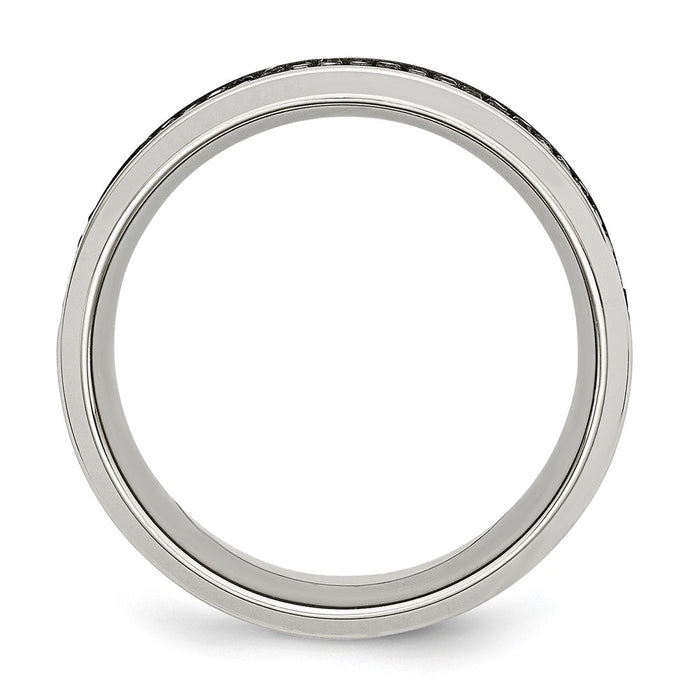 High-Quality Polished Stainless Steel Chisel Band - 10mm, 1/3 Carat Black Diamond, Stylish Value-2