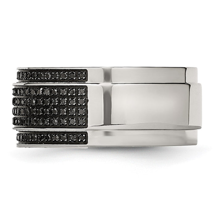 Buy High-Quality 10mm Polished Stainless Steel Band with 1/2 Carat Black Diamond-3
