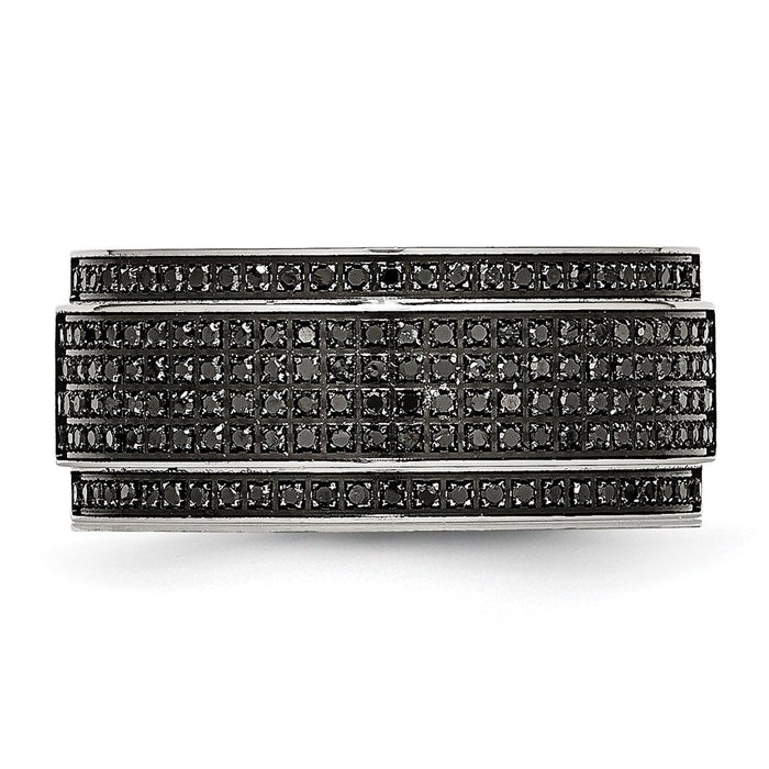 Buy High-Quality 10mm Polished Stainless Steel Band with 1/2 Carat Black Diamond-4