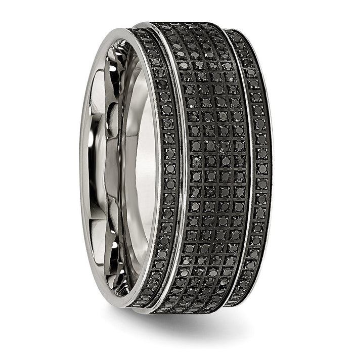 High-Quality 10mm Polished Stainless Steel Band with 1/2 Carat Black Diamond - Stylish Value-5