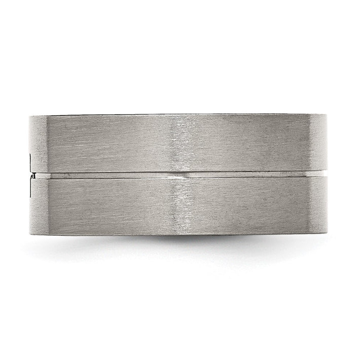 Buy Stylish Antiqued 10mm Flat Band in Chisel Stainless Steel with 0.03ct Black Diamond-3