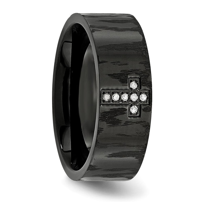Exclusive Chisel Stainless Steel Cross Band 1/20 CT Diamond Accent - Stylish Value-5