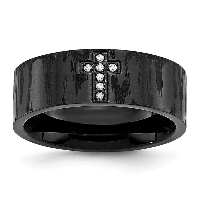 High-Quality Chisel Stainless Steel Diamond Cross Ring - Stylish Matte Black IP-Plated-1