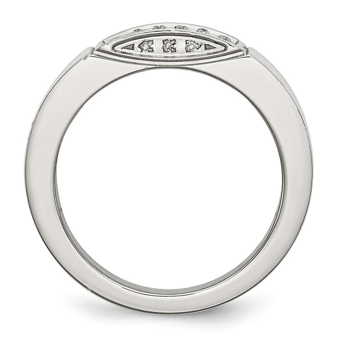 Buy Stylish Chisel Polished Stainless Steel Band with 1/10 Carat Diamond - 9.5mm-2