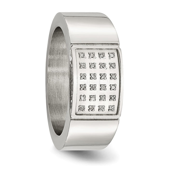Buy Stylish Chisel Polished Stainless Steel Band - 9.5mm, 1/10 Carat Diamond-5