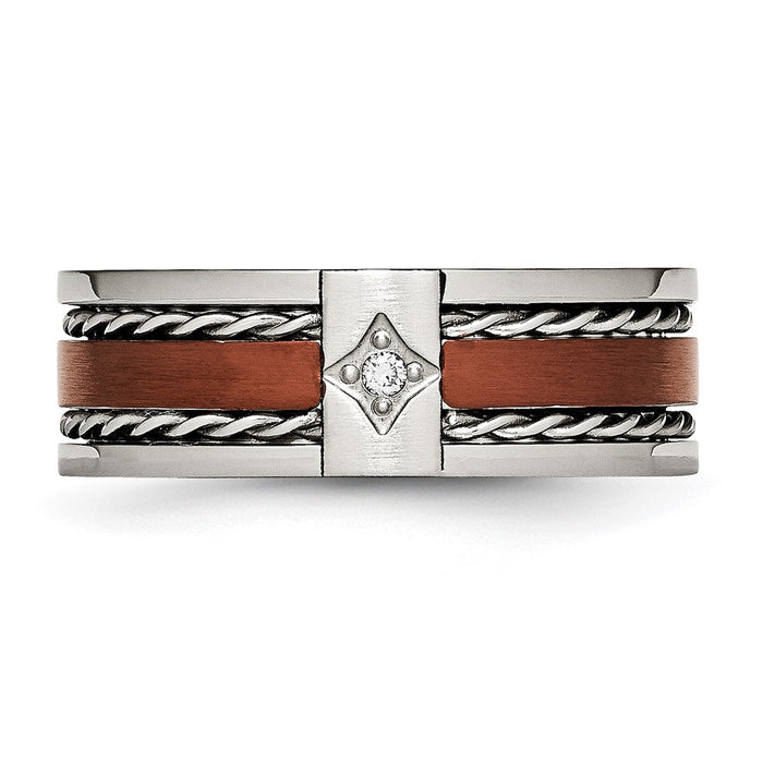 Buy Stylish 8mm Chisel Stainless Steel Band with Diamond - Luxury Finish!-4