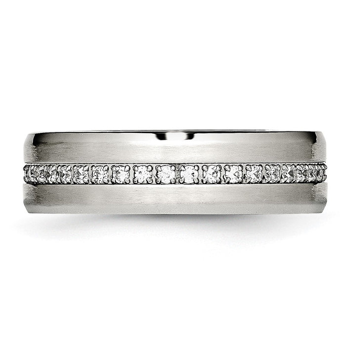 Exclusive Chisel 6.5mm Stainless Steel Band - Stylish Brushed Finish & CZ Accents-3