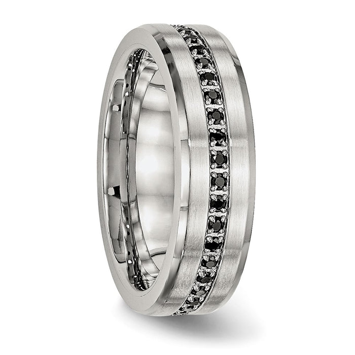 Exclusive 6.5mm Stainless Steel Band with Black CZ Accents - Stylish Design-4