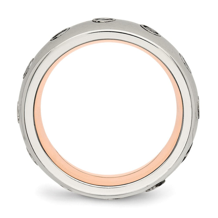Exclusive Stylish 7mm Rose IP-Plated Stainless Steel Chisel Band with CZ Accents-2