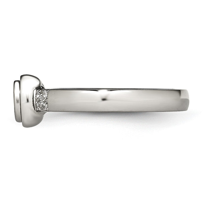 Buy Stylish Polished Stainless Steel Chisel CZ Ring - Affordable Luxury Accessory-3