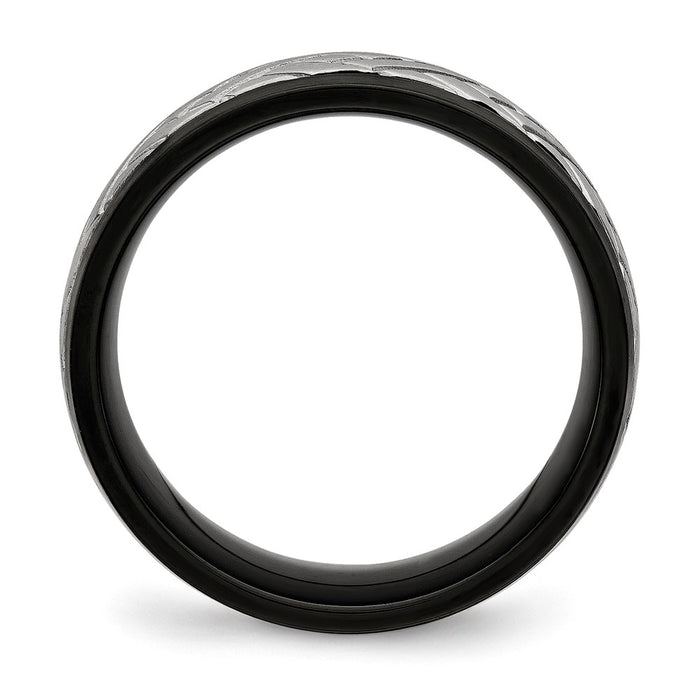 High-Quality 8mm Grooved Band in Brushed Black IP-Plated Steel - Stylish Value-2