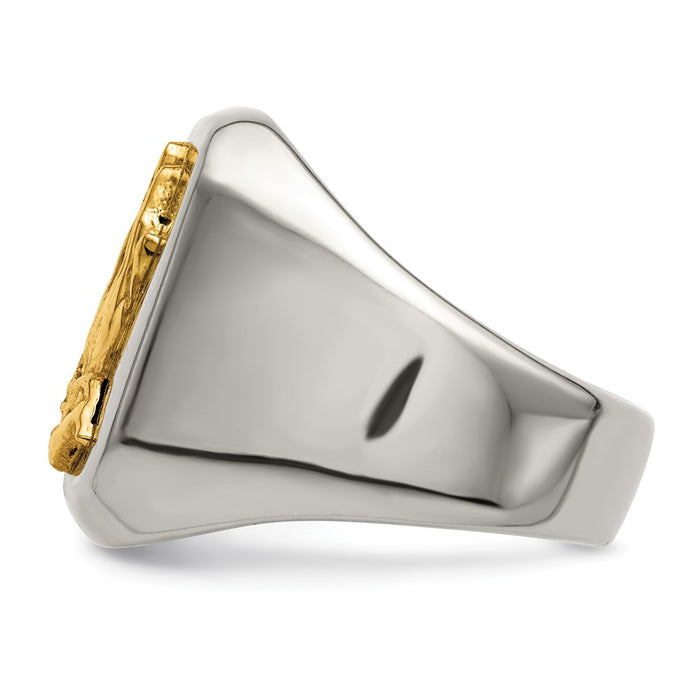 Exclusive Polished Praying Hands Ring - Stylish Chisel Stainless Steel with 14K Gold-3