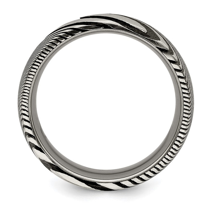 Buy Stylish 8mm Polished Damascus Steel Ring - High-Quality Luxury Design-2