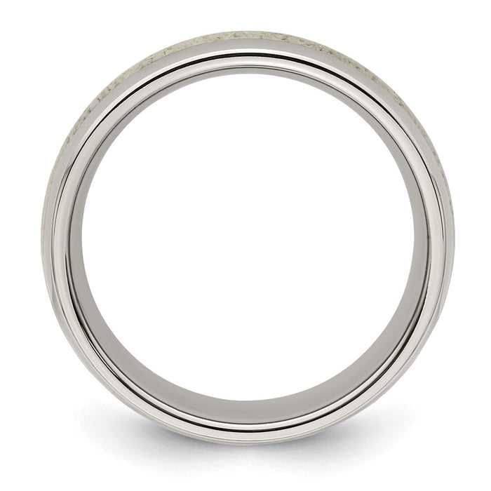 Buy Stylish Polished Stainless Steel Chisel Band with Antler Inlay - 8mm-2