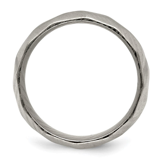 Buy Exclusive 7mm Polished Faceted Damascus Steel Band - Luxury Value Ring