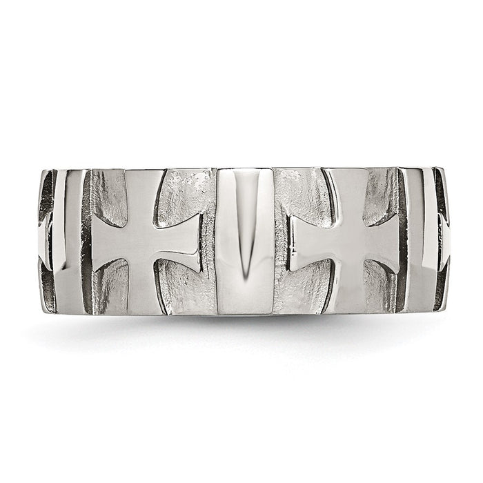 Buy Stylish 9mm Chisel Stainless Steel Diamond Cross Band - 3pt Luxury Design-3