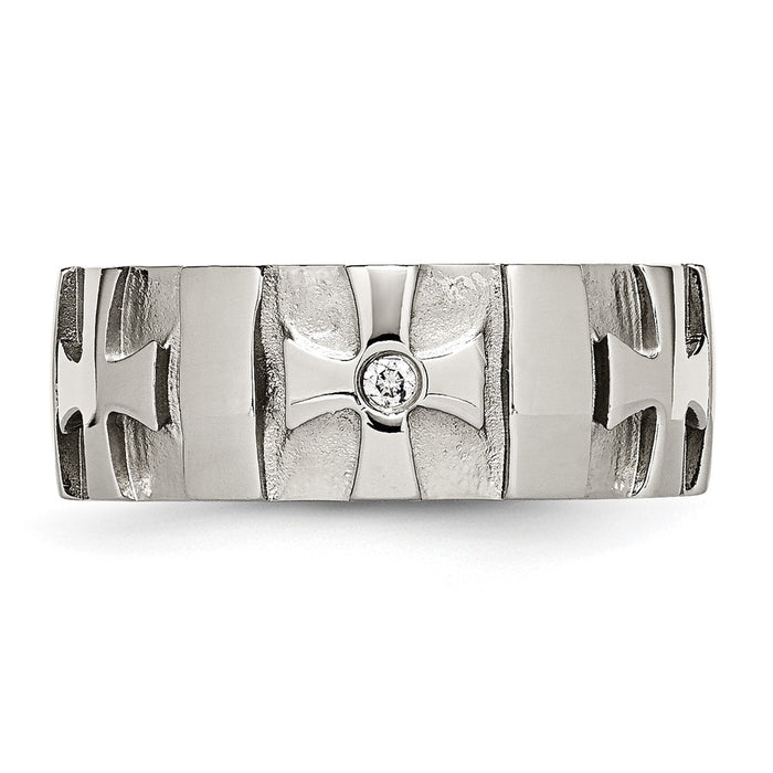 Buy Stylish 9mm Chisel Stainless Steel Band with 3pt Diamond Cross - Luxury Value-4