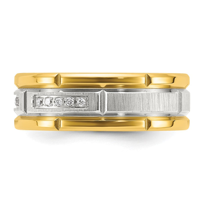 Shop Stylish 8mm Brushed & Polished Stainless Steel Band with CZ Accents-3