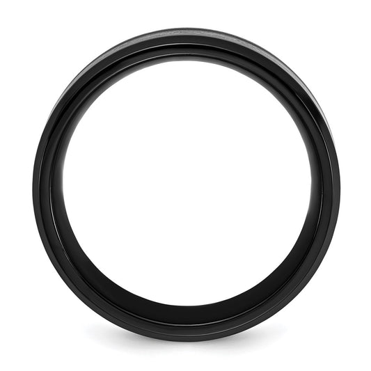 Buy Stylish 8mm Polished Black IP-Plated Chisel Band with Blue Carbon Fiber Inlays