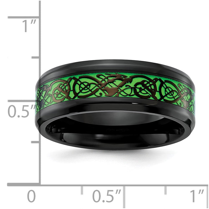Buy Stylish 8mm Chisel Stainless Steel Dragon Design Band with Glow-in-the-Dark Enamel-4