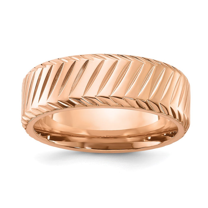High-Quality Stylish 8mm Grooved Band in Rose IP-Plated Stainless Steel-1