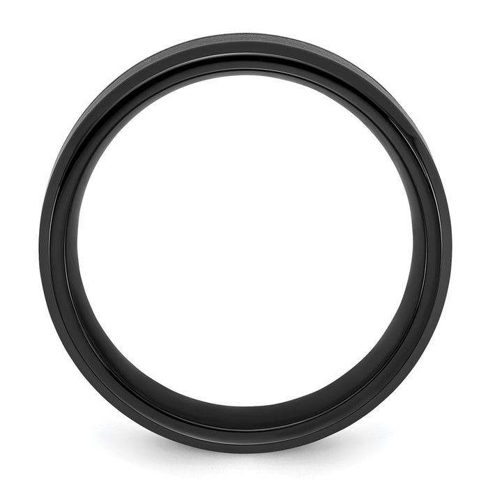 Buy Stylish 8mm Polished Black IP-Plated Steel Band with Blue Star Sandstone Inlay-2