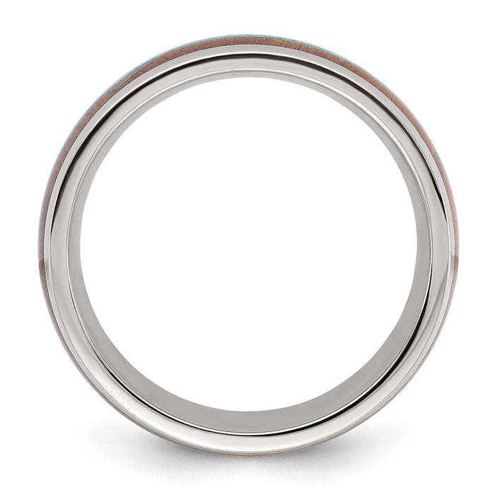 High-Quality 8mm Chisel Polished Stainless Steel Arrow Band | Stylish Turquoise Inlay-2