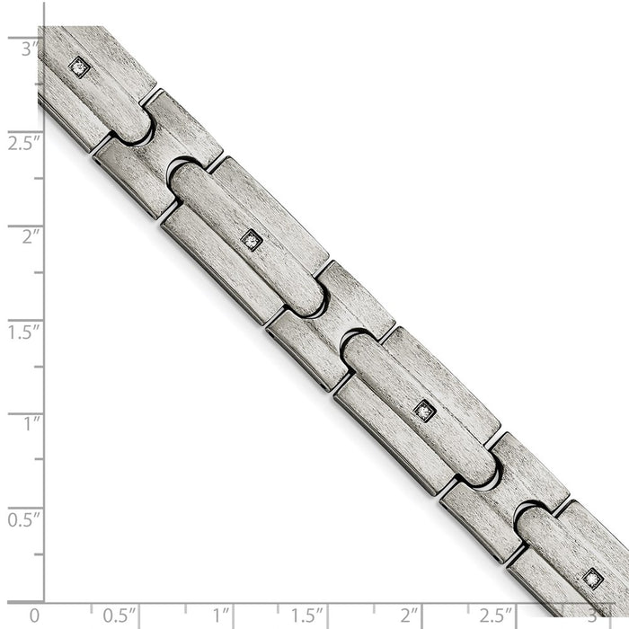 Buy Stylish 8.25" Brushed Stainless Steel Chisel Link Bracelet with CZ-4
