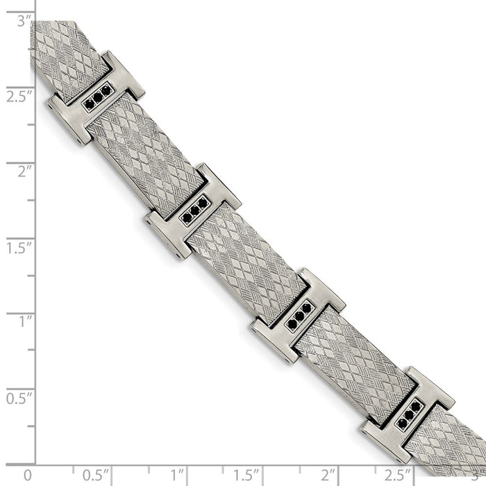 Exclusive Chisel 8.5-Inch Stainless Steel Bracelet with Black CZ - Stylish Value-3