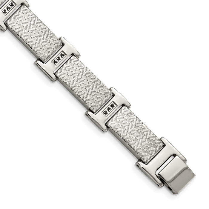 Exclusive Chisel 8.5-Inch Stainless Steel Bracelet with Black CZ - Stylish Value-1