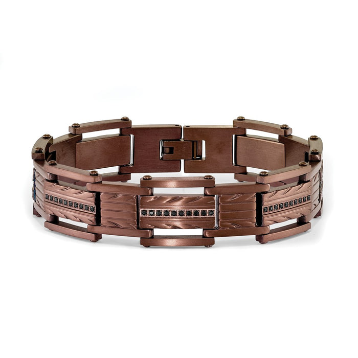 Buy Stylish 8.25-Inch Chisel Stainless Steel Bracelet with Black CZ Accents-4