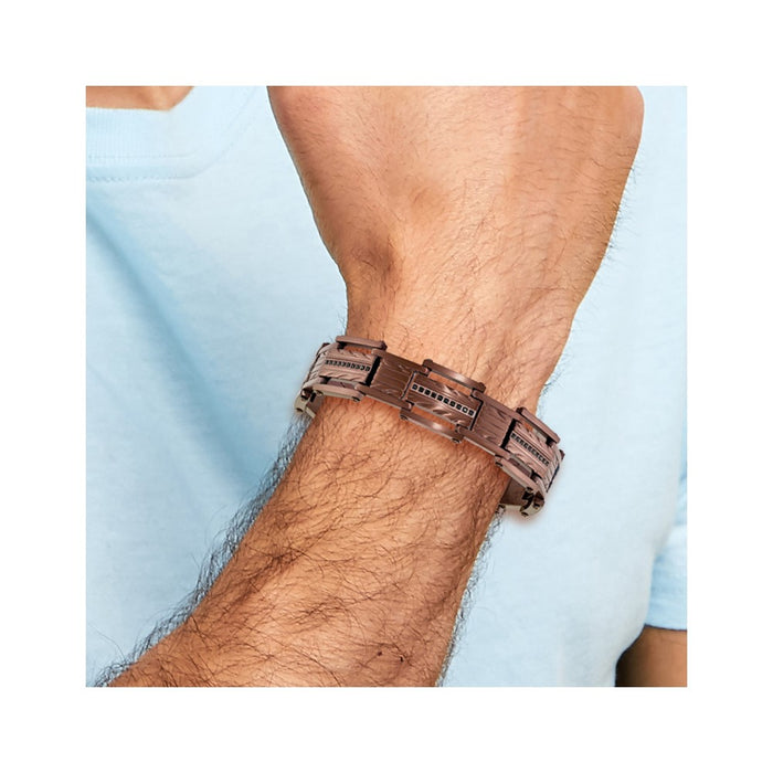 Buy Stylish 8.25-Inch Chisel Stainless Steel Bracelet with Black CZ Accents-6