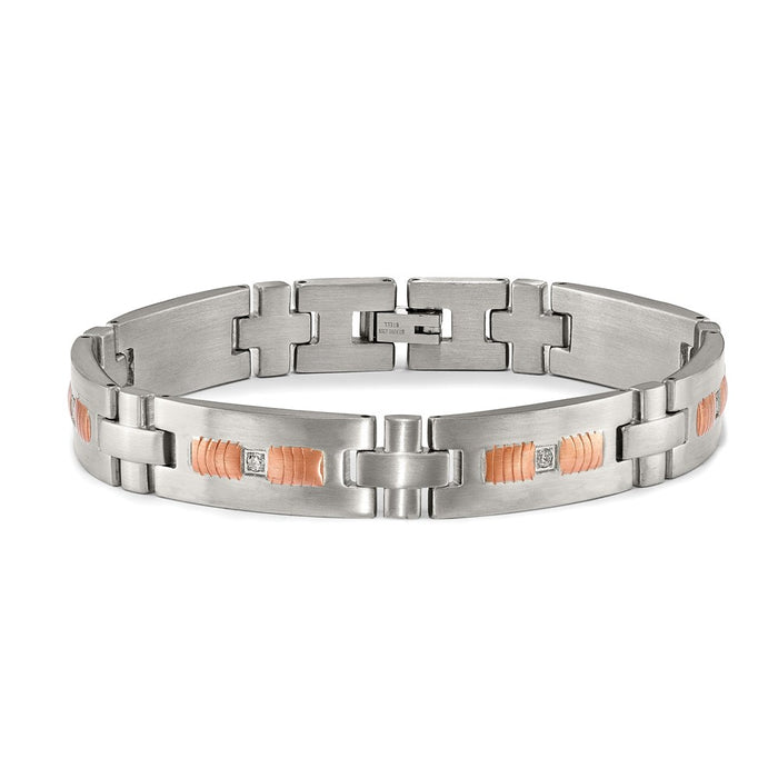 Shop Exclusive 8.5-Inch Chisel Bracelet in Brushed Stainless Steel & CZ Accents-4