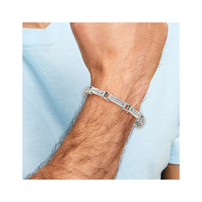 High-Quality Chisel Polished Stainless Steel Bracelet - 8.25" + CZ Accents, Stylish Value-5