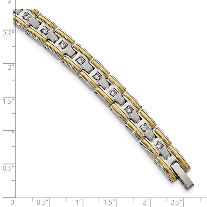 Shop Stylish 8.5-Inch Chisel Polished Stainless Steel Bracelet with CZ-4