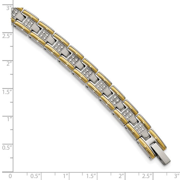 Buy Exclusive 8.5" Chisel Polished Stainless Steel Link Bracelet - Stylish CZ-4