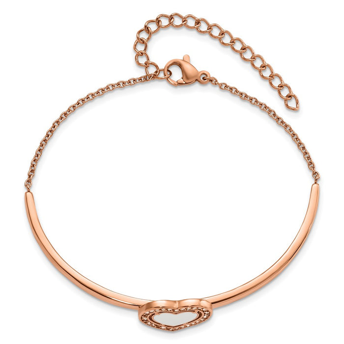 Shop Stylish 6.5-Inch Chisel Polished Stainless Steel Heart Bangle Bracelet-3