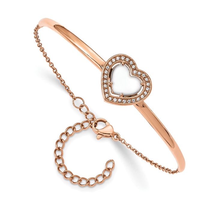 Shop Stylish 6.5-Inch Chisel Polished Stainless Steel Heart Bangle Bracelet-1